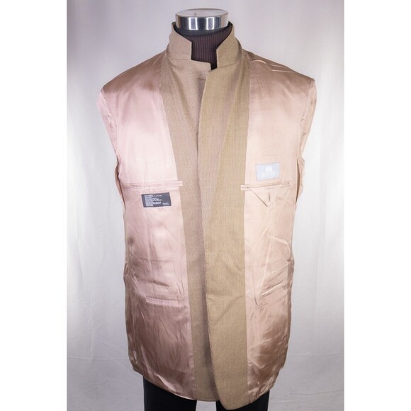 Stafford Sport Coat Blazer Mens 42L Beige Houndstooth Jacket Blazer Silk/Wool - Picture 9 of 14